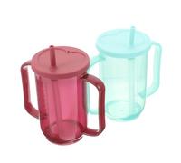 TOYZFRIENDY 2 Pezzi Bicchieri per Anziani e Disabili con Cannuccia Tazze Antigoccia per Supporto Ergonomico per Pazienti Allettati Disfagia Accessori per e Alimentazione