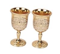 TOYZFRIENDY 2 pezzi Calici Vino Vintage in Metallo Dorato Bicchieri da Vino Stile Retrò con Stelo Decorativi per Casa Bar e Feste