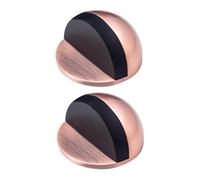 TOYZFRIENDY 2 Pezzi Fermaporta da Pavimento Rotondo in Acciaio Rosso Antico Fermaporta Metallico Antiurto per Porte da Interno Protezione Pavimento per Bagno e Casa