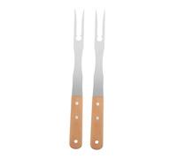TOYZFRIENDY 2 pezzi Forchette da Barbecue in con Manico Legno Antiscivolo Forchettoni Resistenti per Carne Pollame e Pizza Utensili per