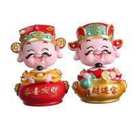 TOYZFRIENDY 2 Pezzi God Of Wealth Statue Resin Desktop And Birthday Cake Decorations Traditional Chinese Style Ornaments For Home And Office Lucky Wealth Figurines