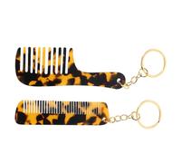 TOYZFRIENDY 2 pezzi Portachiavi Pettine Mini in Acetato con Design Leopardo Pettinino Tascabile Denti Larghi per Capelli Accessorio Versatile da Viaggio e Uso Quotidiano per Donna Uomo