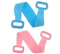 TOYZFRIENDY 2 pezzi Spazzola Doccia Schiena Silicone Doppio Lato Striscia Esfoliante Elastico Blu e Rosa per Pulizia Profonda Corpo e Rimozione Cellule Morte
