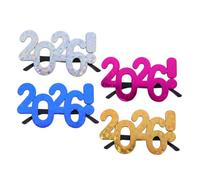 TOYZFRIENDY 4 Pezzi Occhiali Capodanno Plastica Resistente Design Divertente e Glitterato Accessori Feste per Adulti per Foto Gruppo e Celebrazioni
