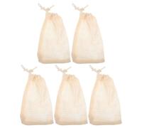 TOYZFRIENDY 5 Pezzi Sacchetti per Sapone da Doccia in Cotone e Lino con Coulisse, Rete Naturale per Schiuma, Salva Sapone, Facile da Trasportare, per Bagno e Doccia Beige