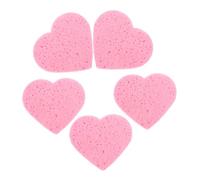 TOYZFRIENDY 5pezzi Spugne Forma Cuore Riutilizzabili Per Trucco Dischetti Per Pulizia Del Struccante Esfolianti Per in Polpa Legno Morbide e Delicate Per
