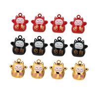 TOYZFRIENDY Campanelli Forma di Gatto della Fortuna in Rosso Nero Oro Accessori DIY Sicuri e Compatti per Te Decorazioni con Parole Cinesi di Buona Fortuna