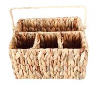 TOYZFRIENDY Cesto Porta Posate Intrecciato in Giacinto d Acqua con Scomparti Organizer da Tavolo Multifunzionale per Cucina e Bagno Design Elegante e Naturale Porta Forchette e Cucchiai