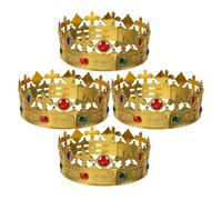 TOYZFRIENDY Corona da Re Barocca per 4 Pezzi - Copricapo a Corona Dorata Strass Accessorio per Travestimenti e Feste di Halloween Compleanno e Carnevale