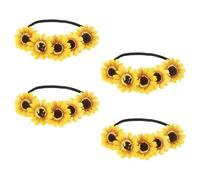 TOYZFRIENDY Fasce per Chioma Girasoli Elastici 4 Pezzi Copricapo Floreale Regolabile da Donna per Feste Matrimoni Servizi Fotografici e Eventi a Tema Hawaiano