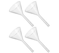 TOYZFRIENDY Imbuto in Vetro da Laboratorio a Stelo Corto, Piccolo Imbuto Trasparente Dosatore per Ricarica Olio Lampade a Cherosene, Set 4 Pezzi per Uso Domestico, Cucina e Laboratorio