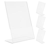 TOYZFRIENDY Porta Cartelli da Tavolo in Acrilico Trasparente 15X10 CM Set 4 Pezzi Supporto a Forma di l per Menu Ristorante Qr Code Espositore Verticale per Segnaletica e Biglietti Visita