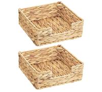 TOYZFRIENDY Porta Tovaglioli Intrecciato Quadrato 2 Pezzi 18X18X7 CM Cestino Porta Fazzoletti in Fibra Naturale Vassoio Portaoggetti Multiuso per Cucina Ristorante e Soggiorno