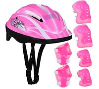 TOYZFRIENDY Protettivo per Casco e Ginocchiere per Roller Scooter e Pattinaggio Kit Regolabili per Ragazzi e Ragazze Comfort Extra con Imbottitura Spessa per Attività Outdoor e Sport