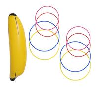 TOYZFRIENDY Set Giochi Gonfiabili Banana Gigante 68Cm 4 Anelli Grandi e 4 Piccoli per Feste Addio al Nubilato Piscina e Attività Spiaggia Adulti Colore Casuale Colore Casuale