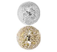 TOYZFRIENDY Sfere Decorative in Vetro a Mosaico 6 CM Set 2 Pezzi Oro e Argento Ornamento Sferico da Tavolo per Decorazione Casa e Feste Effetto Luce Rifrangente e Artigianato Raffinato
