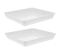 TOYZFRIENDY Vassoio per Fioriera Quadrato in Plastica Bianco 2 Pezzi, Sottovaso Resistente Ai Raggi UV per Piante da Interno Ed Esterno, Assorbimento Acqua Base Antiscivolo per Vasi Piccoli e Medi