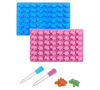 TOZBLEU 2 pcs Mini Stampi Cioccolatini,Stampi In Silicone Per Caramelle,Stampini Per Caramelle Gommose, Contiene 96 dinosauri, Per Fare Gommose, Cioccolato E Piccoli Cubetti Di Ghiaccio