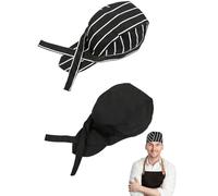 TOZBLEU 2 Pezzi Cappello da Cuoco Bandana,Berretti da Cuoco,Berretto da Chef Regolabile, Cappello Ristorazione, per Barbecue Cucinando Cottura al Forno, Accessori per Costume da Pirata Festa, 2 stili