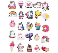 TOZBLEU Charm decorativi,25 Pezzi Ciondoli per Scarpe, Serie Unicorno Shoe Charm, Decorazioni per Scarpe, Accessori per Crocs, per Ragazze, Donne, Ragazzi, Adulti