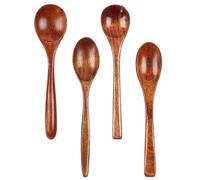 TOZBLEU Cucchiaio Legno Set di 4,Set di posate in legno, Naturale Cucchiaini Caffe Piccoli Cucchiaino Legno Miele Fatto a Mano Cucchiaini Legno Piccoli per posate da viaggio per cucina, casa, ufficio
