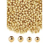 TOZBLEU Perline Oro - 600pcs Perline Dorate,3~4 mm,Perline in Ottone Placcato Oro 18K, Placcatura Resistente, per Kit di Creazione di Orecchini Bracciale Fai da Te,Vacanze,festa