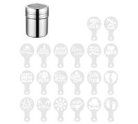 TOZBLEU Spargi Zucchero a Velo,1 pcs Spargi Cacao in Polvere,20 pcs Stampini per Caffè,cucina Modello di Decorazione del Caffè,Spargizucchero in Acciaio Inox,Polvere Shakers Setacci,Riutilizzabile