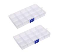 TOZBLEU2 pcs Scatole per Gioielli in Plastica,scatola porta oggetti,Scatola con 15 Scomparti in Plastica,Trasparenti Scatola con Divisori Per Riporre Viti,Perline,Materiale da Ufficio Ordinato