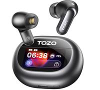 TOZO NC20 Pro Cuffie Bluetooth 5.4 con ANC Ibrido, Colori Schermo Touch, Audio Hi-Res LDAC, Traduzione Vocale IA in Tempo Reale Note Riunione, EQ Personalizzato, 6Mics 80H Ricarica Wireless IPX8 Nero