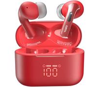 TOZO T20 Cuffie Bluetooth 5.3 con ENC Chiamata LED Schermo ORIGX 2.0 Acustica EQ Regolazione 48.5 Ore Riproduzione Supporti Caricatore Wireless e USB Tipo C IPX8 Rosso