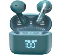 TOZO T21 Cuffie Bluetooth 5.3 con ENC Chiamata LED Schermo 14.2mm Controllore ORIGX 2.0 Acustica EQ Regolazione 44 Ore Riproduzione Supporti Caricatore Wireless e USB Tipo C IPX8 (Verde)