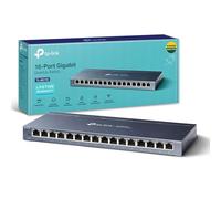 TP-Link 16-Port Desktop Gigabit Ethernet Switch/Hub, Ethernet Splitter, Plug & Play, no configuration required, Steel Case(TL-SG116), Grey