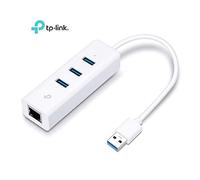 TP-Link Adattatore di rete 2 in 1, USB 3.0 con 3 porte e Gigabit Ethernet, Bianc