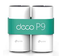 TP-Link Deco P9 Hybrid Wifi Mesh con Powerline - Wifi Ac1300 + Powerline Av1000 - Adatto per Edifici Storici con Muri Spessi - Pacchetto da 2 Unità Fino a 370 ㎡ - Compatibile Alexa