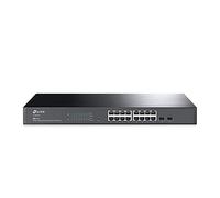 TP-Link JetStream 16-Port Gigabit Smart Switch with 2 SFP Slots, L2/L3/L4 QoS and IGMP snooping with Standalone Management, Centralized Management, Fanless, Rack Mountable (TL-SG2218), Black