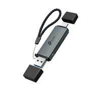 TP-Link Lettore di schede SD, lettore di schede di memoria 2 in 1 USB 3.0 di tipo C e A doppio slot per SD/Micro SD/SDHC/SDXC, trasferimento rapido dei dati, Plug & Play con Windows, macOS, iPadOS