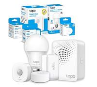 TP-Link Sistema di Allarme, Lampadina WiFi E27 Tapo L520E + Smart Hub Tapo H100 + Sensore di Movimento Tapo T100 + Sensore di Contatto Tapo T110 + Pulsante Smart Tapo S200B