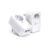 TP-Link CPL 1000Mbps con 2 Porte Gigabit e Presa Integrata, Custodia CPL Kit da 2 - Ideale per Godere del Servizio Multi-TV a casa, Compatibile con Tutte Le Box, TL-PA7027P Kit (FR)