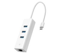 TP-Link UE330C - Adattatore a 3 porte USB C a Ethernet, adattatore cablato da USB 3.0 a RJ45 LAN, 3 porte USB-A 3.0, 2 in 1, Ultrabook, Chromebook, Plug & Play per Windows, MacOS 10.9/10.10, Linux OS