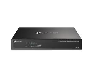 TP-Link VIGI NVR1008H-8P Sicurezza avanzata fino a 8 canali con risoluzione fino a 3840 x 2160 pixel e 10TB di memoria.