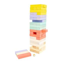 TP Toys Giant Wooden Tumble Tower FSC Certified Classic Tumbling Game with 60 Pastel Blocks & Matching Dice for Family Indoor & Outdoor Fun