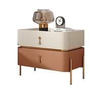 TPARIS Comodino Moderno Metà Secolo|Tavolino Con Gambe In Metallo E 2 Cassetti Portaoggetti|Cassettiera Per Soggiorno,Camera Da Letto,Beige+marrone Chiaro,50x40x50 Cm (19,6x15,7x19,6 Pollici)