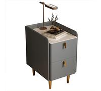 TPARIS Comodino Moderno Mid-Century|Tavolino Stretto Minimalista Con 2 Cassetti|Comodini Alla Moda In Pelle In Microfibra Per Piccoli Spazi,Grigio,35x40x50 Cm (13,7x15,7x19,6 Pollici)