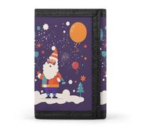 TPDHJK Portafogli sottili da uomo con stampa di Babbo Natale felice del fumetto triplo portafoglio in poliestere portafoglio minimalista mini portafogli adatti per lavoro, viaggi e uso quotidiano,