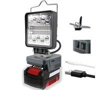 TPDL Lampada a batteria per Einhell 18 V Power X-Change, faretto LED girevole a 180°, 6 modalità di luminosità, lampada da cantiere (18 V, USB A & Type-C)