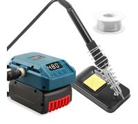 TPDL Saldatore senza fili per Bosch Professional 18 V sistema GBA, 60 W, temperatura regolabile 51-480 °C, con interruttore ON/OFF, supporto e filo per saldare 50 g