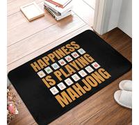 TPDODON La felicità sta giocando a Mahjong zerbino antiscivolo assorbente per interni zerbino per ingresso tappeto per bagno-20x32 inch