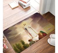 TPDODON Tappetini per ingresso con scritta Nostra Signora di Fatima per porta d'ingresso per interni rosari cattolici cristiani bagno cucina soggiorno tappeto-24x36 inch