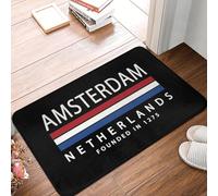 TPDODON Tappetino antiscivolo per porta d'ingresso zerbino patriottico per esterni tappeto per ingresso tappeto per cucina balcone storia di Amsterdam bandiera dei Paesi Bassi-24x36 inch