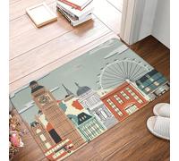 TPDODON Tappeto antiscivolo British London Street View England Red Bus Big Ben Cucina Bagno Giardino Tappeto-24x36 inch